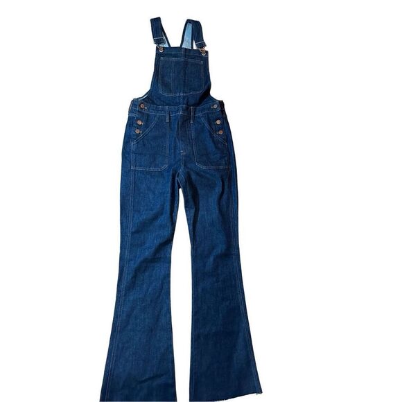 Madewell Flea Market Flare Denim Overall in Dark Washed indigo Sz Small - Picture 8 of 14